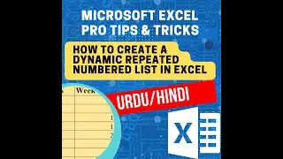 How to Create a Dynamic REPEATED Numbered List in Excel Urdu/Hindi 