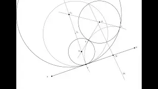 Circunferencias tangentes a segmento, por el punto de tangencia y a circunferencia y radio dado