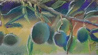 Как нарисовать ветвь оливы пастелью [сухая пастель видео]🌿