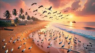 Flock of cranes spotted on pondicherry beach