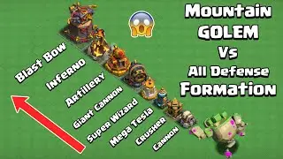 Max Mountain Golem Vs Every Defense Formation | Clash of Clans
