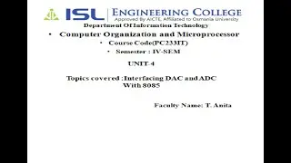 IT - Lecture - 23 (UNIT-4)ADC & DAC INTERFACING WITH 8085