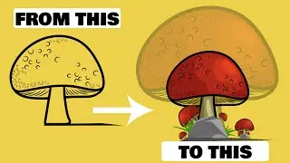A vector mushroom speed art in Adobe Illustrator /How to illustrate a vector mushroom/Mushroom art