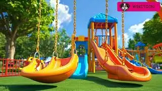 At Playland we run and we spin,fun playland poem, 3D animation for kids