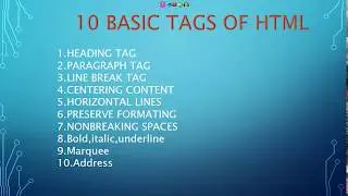 10 BASIC AND IMPORTANT HTML  TAGS Every Web Developer Should Know