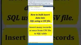 How to bulk insert data into SQL using a CSV file 