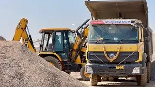 Jcb 3dx Backhoe Loader Loading Greet In Bharatbenz Trucks | Jcb Loading Truck