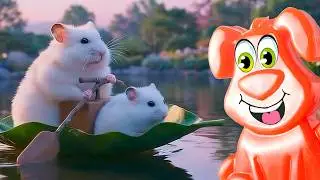Son and mother hamsters defeat the wolf and the crow together with the jelly dog ​​Stasik.