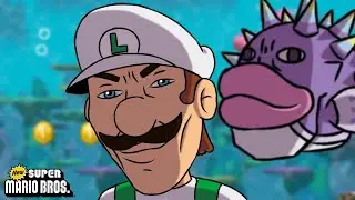 Luigi Gets Mogged By a Fish In Mario Bros DS