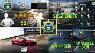 PUBGM CYCLE S1 | 1TO 100 REWARDS | TESLA COLLABORATION DACIA | RP VEHICLE SKIN | GUN SKINS | SS1