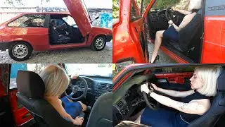 Katya brutally revving Lada 2108