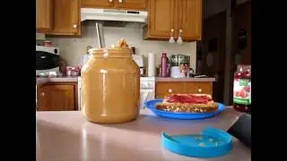CHALLENGE make a peanut butter and jelly sandwich with lots of peanut butter!