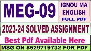 MEG 09 solved assignment 2023-24 || meg 09 solved assignment 2024 || meg 09 assignment 2023-24