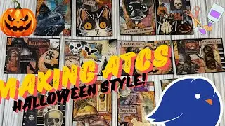 Making Halloween Themed Artist Trading Cards! #collage #papercraft #codeorange