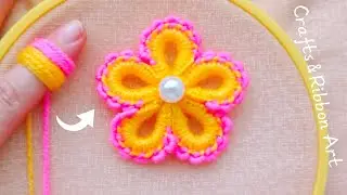 It's so Cute 💖🌟 Superb Woolen Flower Making Trick with Finger - New Amazing Woolen Flower Design
