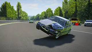 BMW E36 АВАРИИ НА НЮРБУРГРИНГ С ТРАФИКОМ В БИМКЕ | BeamNG.drive