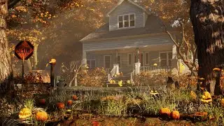 Halloween Street - Day | Spooky Ambience | Fall Autumn Vibes | Nature Background | Unreal Engine