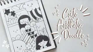 🌈Cute Aesthetic Doodle 🌼 | ASMR video | Easy Step-by-Step Doodle for Beginners | Doodle with me 👩🏻