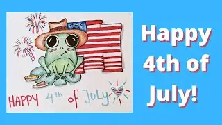 How to Draw a cute frog for 4th of July
