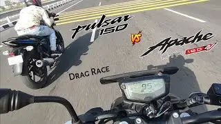 TVS Apache RTR 160 4V BS6 Vs Bajaj Pulsar 150 BS6 | Drag Race | Shocking Results | UP65 Racers