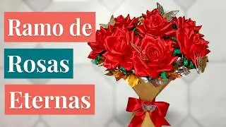 Ramo de rosas eternas de listón rojas | Fácil de hacer