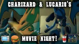 Charizard & Lucario's Movie Night 📺🍔🥤🧡🐲💙🦊🍑💨