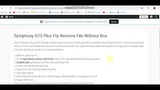 Symphony G10 Plus Frp Reset File Without Box Bypass Frp Lock