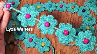 Crochet Chain of Flowers with Beads Easy | Accessories Idea