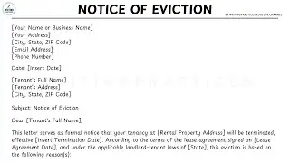 [LETTER TEMPLATE] How To Write A NOTICE OF EVICTION Letter Steps Guide | Writing Practices
