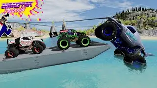 Monster Jam INSANE Racing, Freestyle and High Speed Jumps #10 | BeamNG Drive | Grave Digger