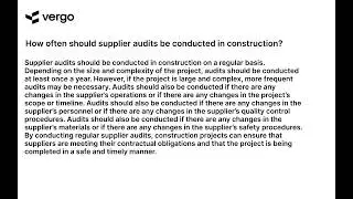 Frequency of Supplier Audits in Construction