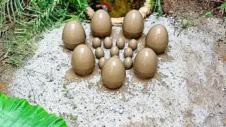 Surprise muddy eggs with Disney Pixar Cars Lightning McQueen car, Cruz Ramirez Cars,Flo Cars.