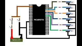 PIC16F877A based battery level indicator. Proteus simulation with MikroC for PIC coding. Tutorial.
