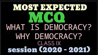 What is Democracy Why Democracy mcq 2021 class 9 PoliticalScience chapter 1 mcq class9 sst mcq