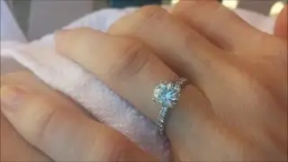 Brian Gavin Round Cut Diamond Engagement Ring  w Pave Band in Daylight