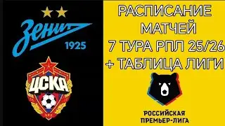 РАСПИСАНИЕ МАТЧЕЙ 7 ТУРА РПЛ 25/26 + ТАБЛИЦА ЛИГИ