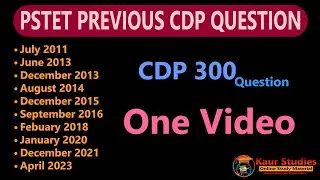 CDP All Previous Year Question Paper in One video | Pstet Paper 2 | Child Development and Pedagogy