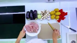 Курино-овощные шашлычки с кусочками сала