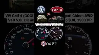 VW Golf 4 RS V10 1267 HP vs Bugatti Chiron 1500 HP #acceleration #volkswagen #golf4