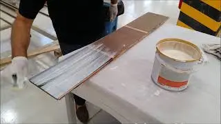 oil wax finishing buffing Paoloni machine flat flooring line