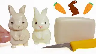 RABBIT Soap Carving - How To Carve A Cute Rabbit - DIY  Soap Craft - Free template