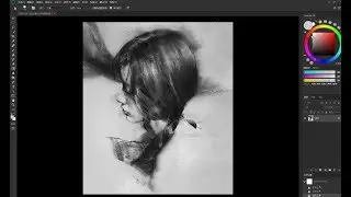 Digital Painting Girl Portrait like Charcoal Drawing -  Ke Yizheng
