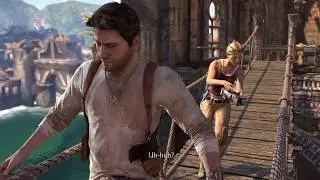 Uncharted Drake's Fortune - Pass The Bridge - Nate Save Elena (Camera Fall) Cutscene - Gameplay 2020