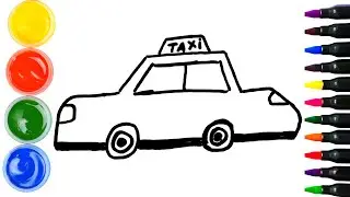 How To Draw A Taxi Car | Как Нарисовать Такси | Taksi Mashinasi Rasmini Chizish | Сурет Салып