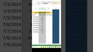 Excel Sheet weekday name from date in excel sheet #excel #exceltips #excelformula