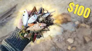 $100 Worth of Fishing Lures in a Drained Lake!