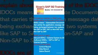 What is meant by IDOCs | Interview Questions | Sivan's SAP SD Training