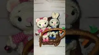 Новогодние кошечка и зайка крючком