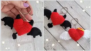 💝СЕРДЕЧКО ВЯЗАНЫЙ БРЕЛОК КРЮЧКОМ 💕 ДЬЯВОЛЁНОК💝crochet heart💕Häkelherz