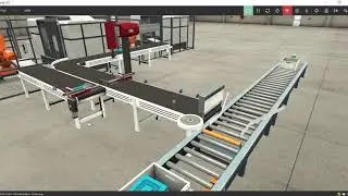 Factory IO Example Machining Center  - Positioner -  Pick & Place -  Stackable Box